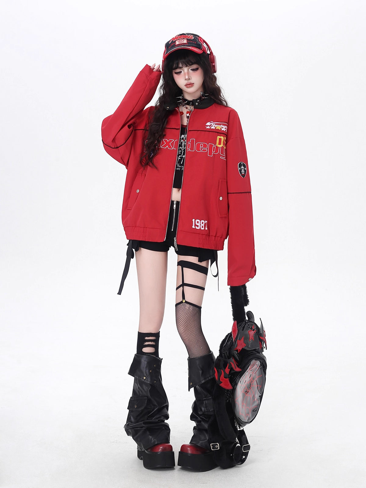 Design Concept:

Design Concept:
This Lolita coat blends retro American motorcycle style with a sweet casual touch, perfect for autumn and winter. Available in black, red, and apricot, the jacket is designed with a classic baseball silhouette that feels both vintage and versatile. The loose fit allows for comfortable layering, while the contrasting details and structured design highlight a bold, youthful streetwear aesthetic. Whether worn for daily outings or seasonal gatherings, this coat offers warmth and