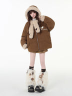Design Concept:
This Lolita Coats fleece-lined hoodie combines playful charm with cozy warmth, crafted in black and pink with a soft, plush interior perfect for cooler days. The design features cute bunny ear accents and a relaxed loose fit, making it ideal for casual winter streetwear, daily outings, or themed photoshoots. Its sweet and youthful aesthetic pairs effortlessly with skirts, jeans, or layered outfits, offering both comfort and style for Lolita and Y2K fashion enthusiasts.