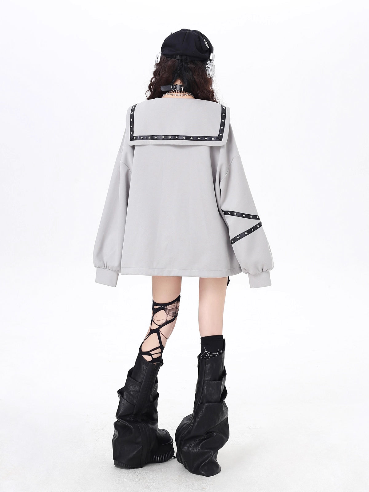 This Lolita coat blends a gothic aesthetic with a Japanese sailor-inspired design, creating a unique fusion of dark romance and subculture charm. Available in light gray and dark gray, the outerwear features a loose fit that ensures both comfort and style, making it an essential layering piece for the autumn season.The sailor collar adds a touch of vintage-inspired elegance, while the relaxed silhouette brings a modern casual vibe perfect for daily wear. Its versatile shades of gray provide easy coordinatio
