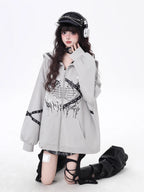 This Lolita coat blends a gothic aesthetic with a Japanese sailor-inspired design, creating a unique fusion of dark romance and subculture charm. Available in light gray and dark gray, the outerwear features a loose fit that ensures both comfort and style, making it an essential layering piece for the autumn season.The sailor collar adds a touch of vintage-inspired elegance, while the relaxed silhouette brings a modern casual vibe perfect for daily wear. Its versatile shades of gray provide easy coordinatio