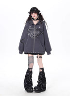 This Lolita coat blends a gothic aesthetic with a Japanese sailor-inspired design, creating a unique fusion of dark romance and subculture charm. Available in light gray and dark gray, the outerwear features a loose fit that ensures both comfort and style, making it an essential layering piece for the autumn season.The sailor collar adds a touch of vintage-inspired elegance, while the relaxed silhouette brings a modern casual vibe perfect for daily wear. Its versatile shades of gray provide easy coordinatio