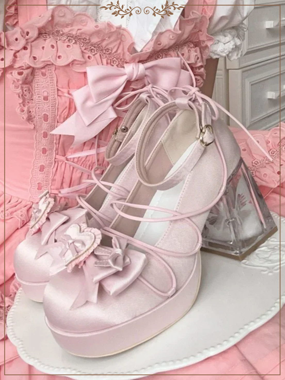 Lolita Elegant High-heeled Women's Single Shoes Round Head Bow Girl Shoes