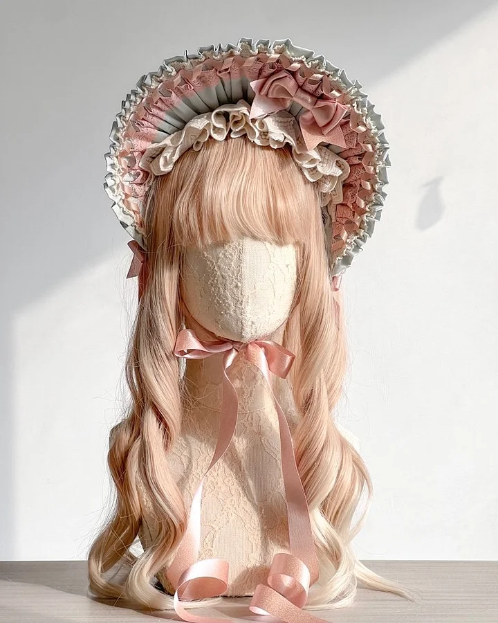 Lolita Hair Accessories Pink-green Handmade Bear Ears Sweet Hair Clips Headband Kawaii Headwear