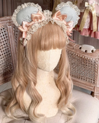 Lolita Hair Accessories Pink-green Handmade Bear Ears Sweet Hair Clips Headband Kawaii Headwear