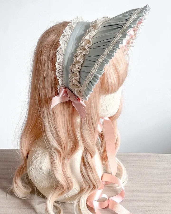 Lolita Hair Accessories Pink-green Handmade Bear Ears Sweet Hair Clips Headband Kawaii Headwear