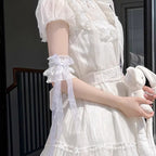 These Lolita hand accessories feature delicate lace with charming bow details, designed in both white and black versions. Perfect for LO-style outfits and cosplay, these arm sleeves add a sweet and elegant touch to your ensemble. Crafted with attention to detail, they are comfortable to wear and versatile for pairing with dresses, blouses, or other Lolita accessories. Each pair enhances the feminine and whimsical aesthetic of your Lolita wardrobe.