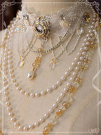 Lolita Necklace Handmade Rose Lace Choker Pearl Crystal Lolita Accessories