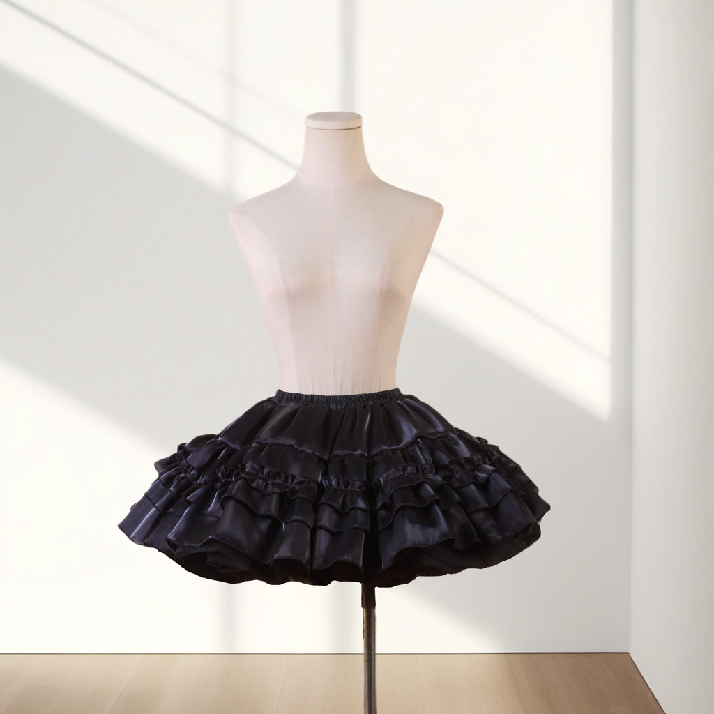 Lolita Petticoat Black Pink Blue White Super Fluffy Short A-line Crinoline for Daily Wear
