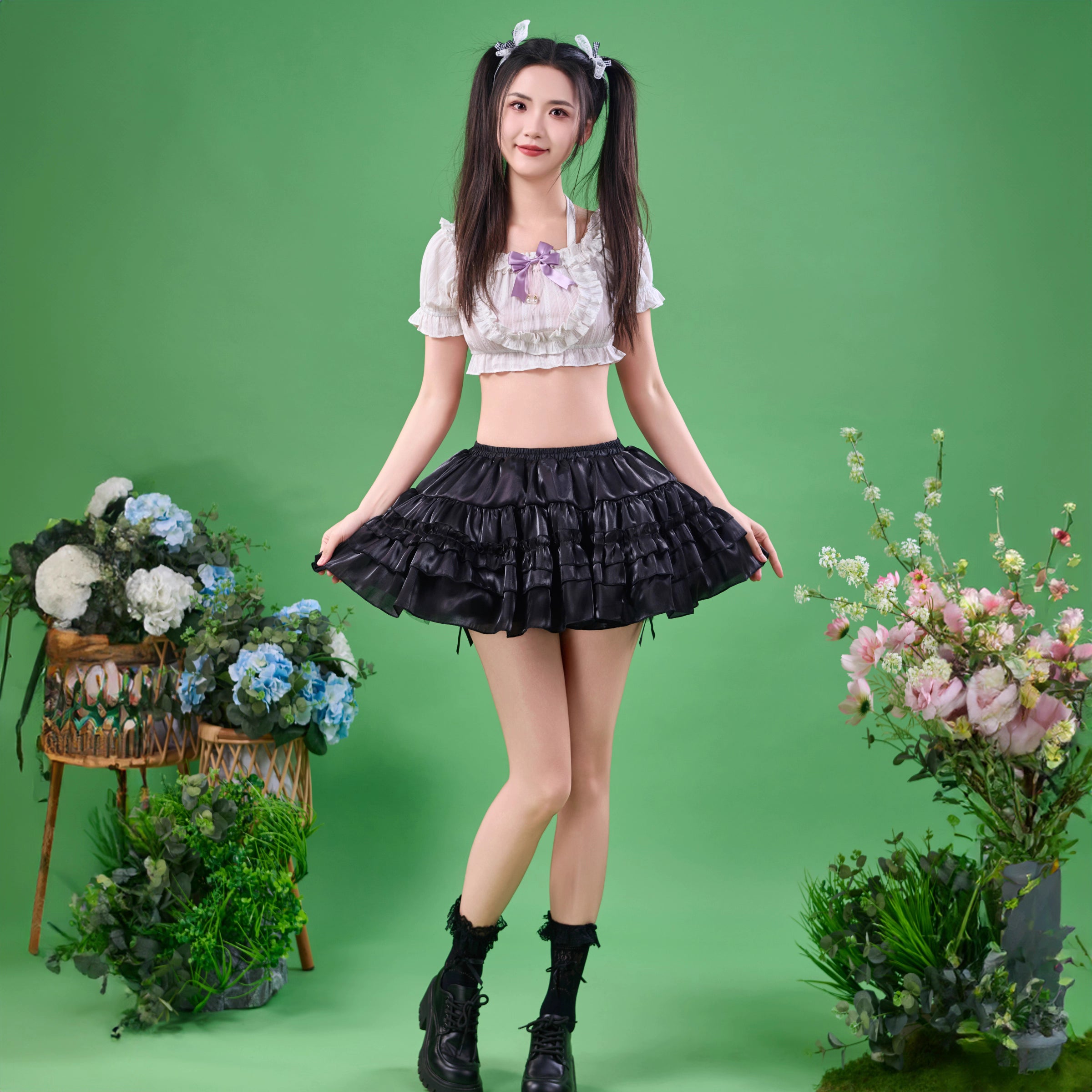 Lolita Petticoat Black Pink Blue White Super Fluffy Short A-line Crinoline for Daily Wear