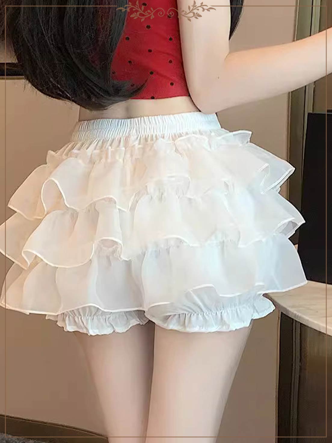 Lolita Petticoat Bloomers Black White Plus Size Anti-Peek Layered Underskirt for Daily Wear