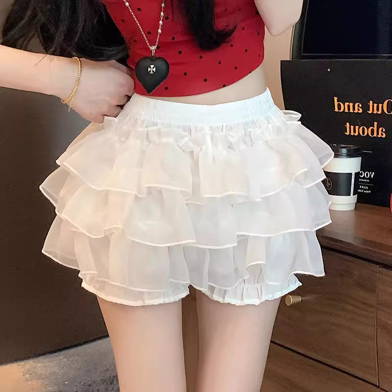 Lolita Petticoat Bloomers Black White Plus Size Anti-Peek Layered Underskirt for Daily Wear
