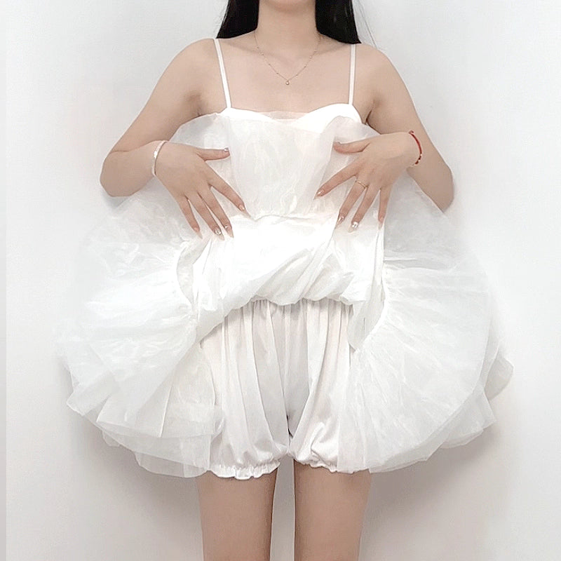 Lolita Petticoat Pure White Short A-line Soft Tulle Anti-Peek Mini Pannier for Daily