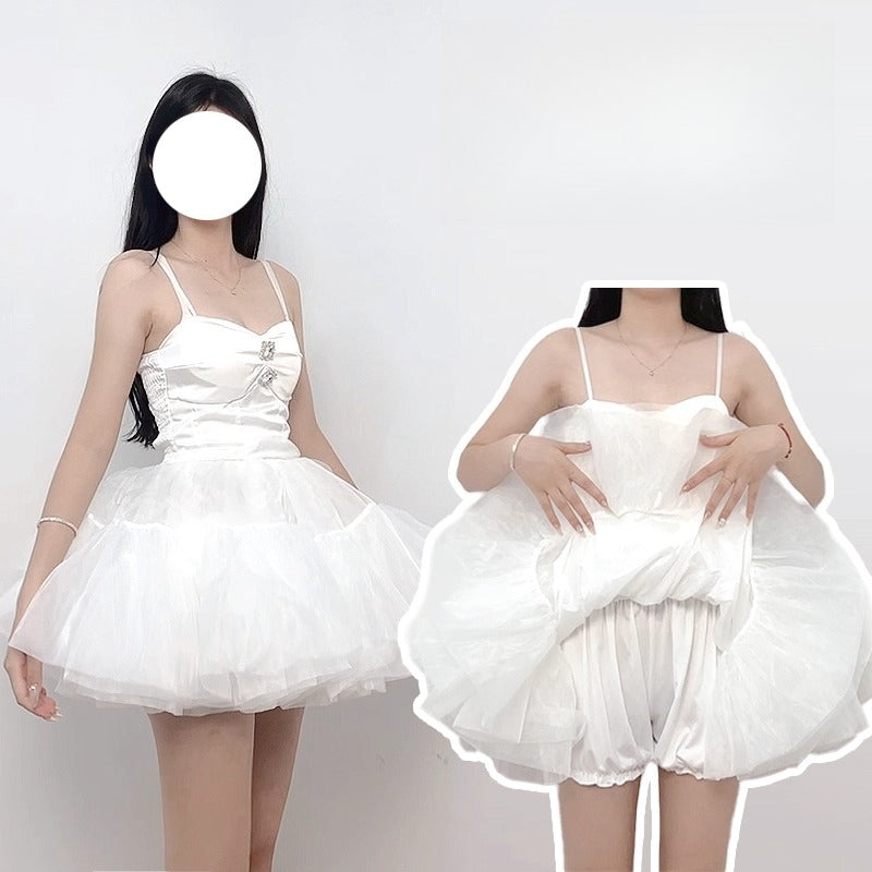 Lolita Petticoat Pure White Short A-line Soft Tulle Anti-Peek Mini Pannier for Daily