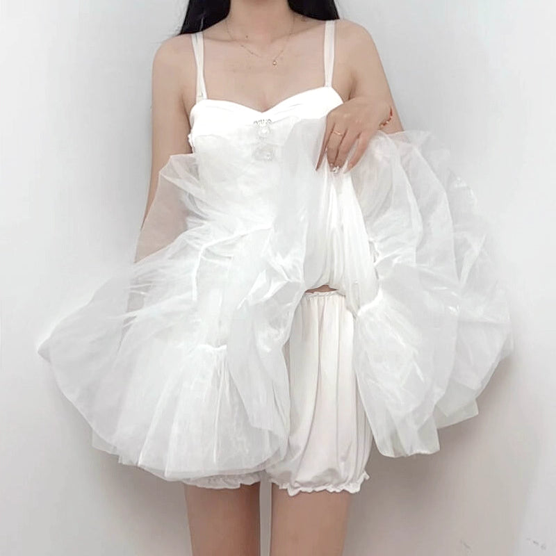 Lolita Petticoat Pure White Short A-line Soft Tulle Anti-Peek Mini Pannier for Daily