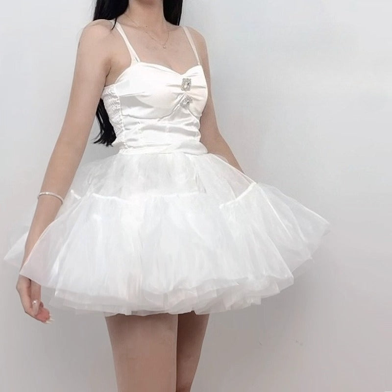 Lolita Petticoat Pure White Short A-line Soft Tulle Anti-Peek Mini Pannier for Daily