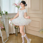 Lolita Petticoat Super Fluffy - Sparkle Trim Mid Rise Short Crinoline in Black White