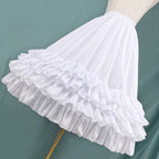 Lolita Petticoat White 4-Tier Lace Adjustable Fishbone A-line Crinoline 70cm for Daily Wear