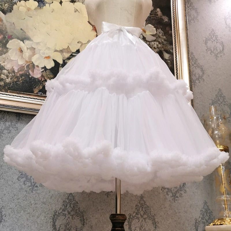 Lolita Petticoat White 60cm Double-layer Cloud-like Soft Tulle Crinoline for Daily Wear