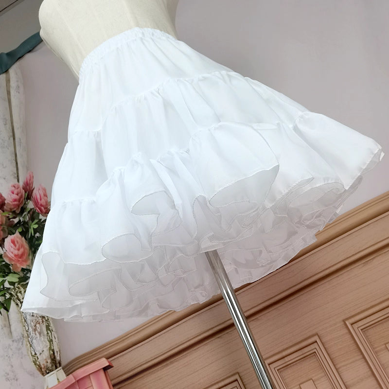 Lolita Petticoat White Boneless Cloud-like Soft Tulle 50cm Puff Skirt for Daily Wear