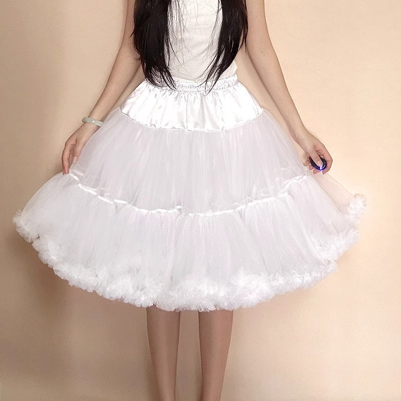 Lolita Petticoat White Fluffy Cloud-like Soft Tulle Short Pannier for Daily Wear