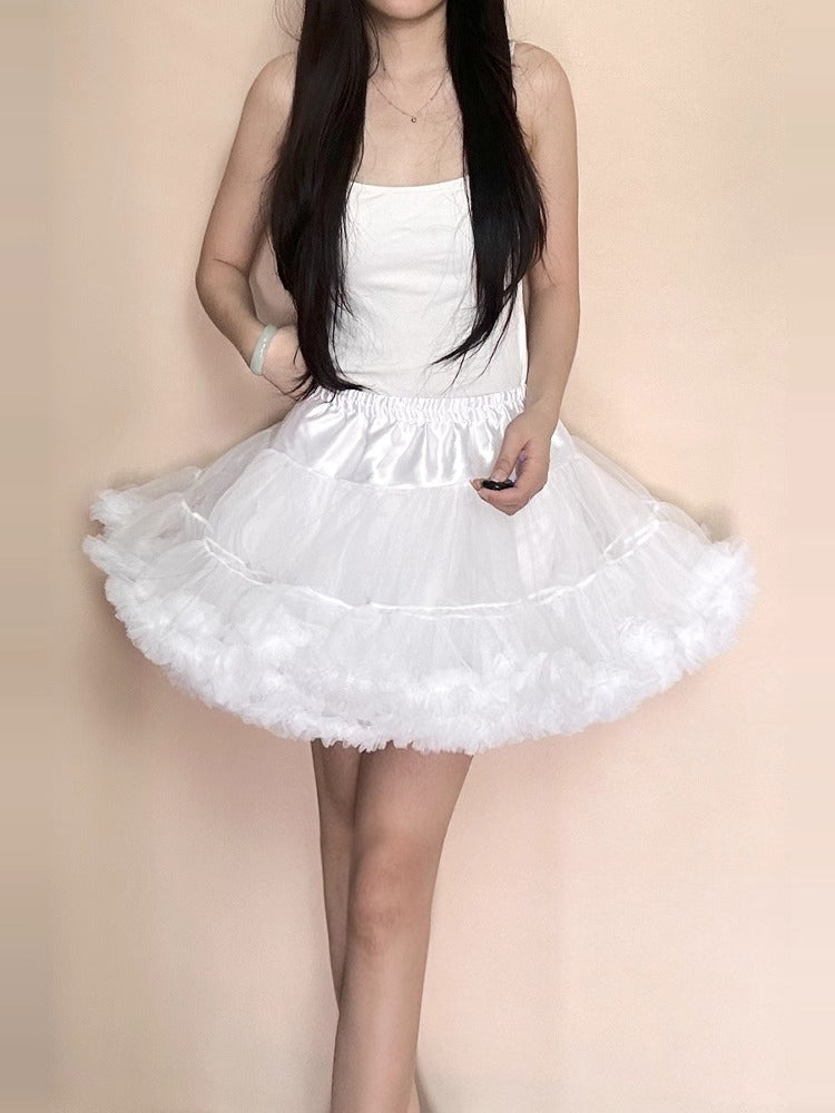 Lolita Petticoat White Fluffy Cloud-like Soft Tulle Short Pannier for Daily Wear