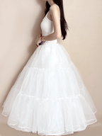 Lolita Petticoat White Four-Layer Soft Tulle Adjustable Fishbone Mini Crinoline for Daily