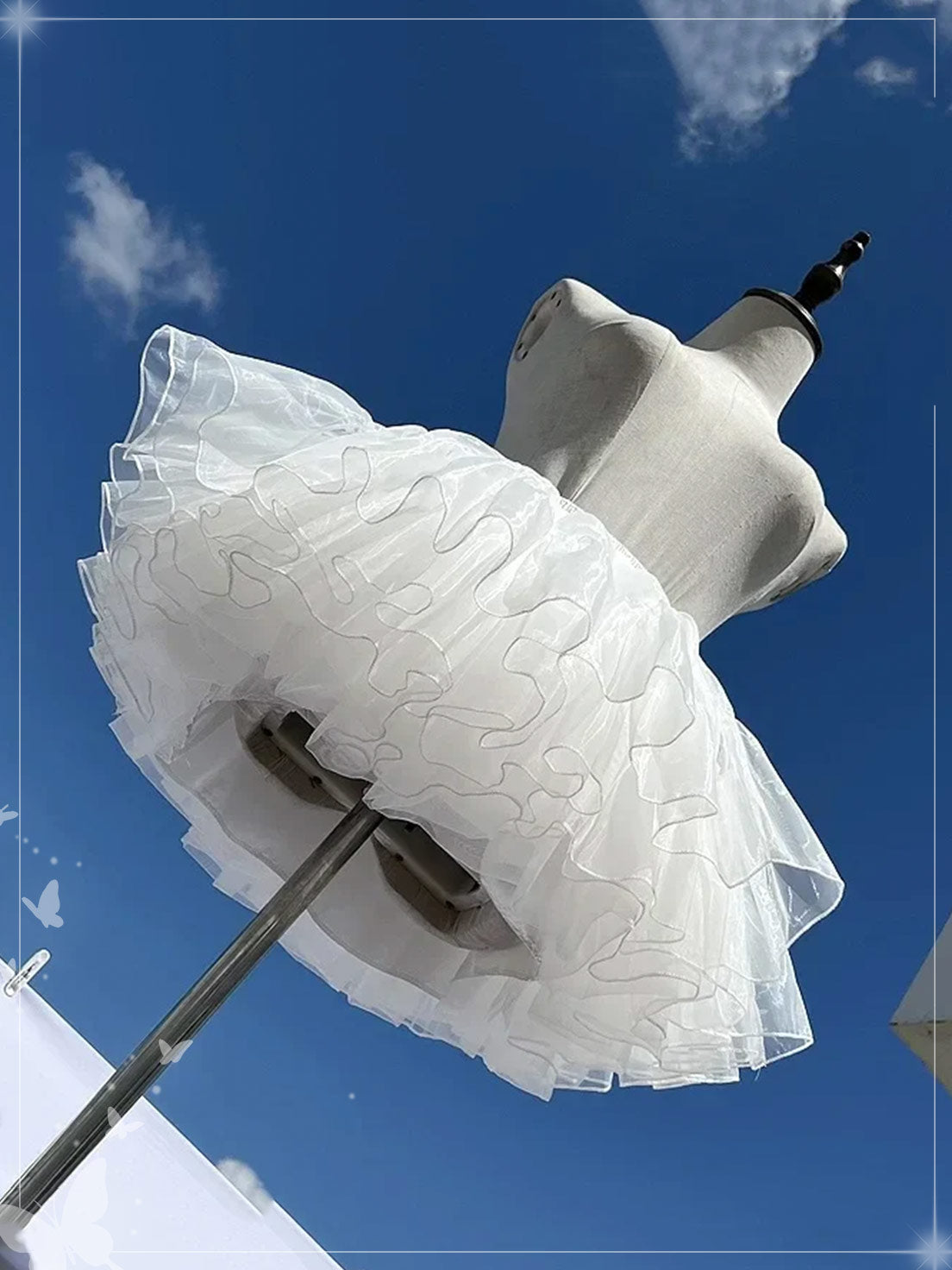 Lolita Petticoats White Ruffle Pannier Crinoline 4 Layers of Soft Gauze 12inches