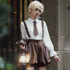 Ouji Fashion Lolita Shirt Vest Overalls Prince Dress Spring Summer Set TOP Blouse