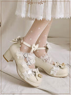 Lolita Shoes 4 Colors Sweet Lolita Platform Heels with Lace Ribbon Details
