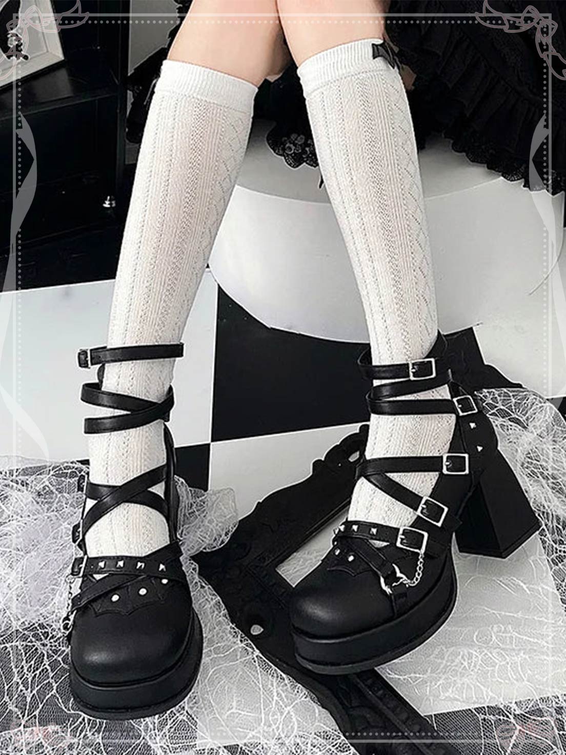 Lolita Shoes Black Punk Goth High Heels Marie Jean Sweet Cool Style