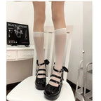 Lolita Shoes Pink White Chubby Heels Sneakers Sweet Cool Goth Punk Student Lolita Daily Party