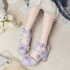 Design Concept:

These elegant Lolita high heels bring together sweet princess charm and refined details. Each pair is adorned with delicate lace, embroidered accents, and a graceful ribbon bow, creating a feminine and romantic aesthetic. Designed with a comfortable 3–5cm heel, they provide a subtle lift without sacrificing stability, making them suitable for long wear. Available in six enchanting colors—black, beige, pink, white, blue, and purple—these heels are the perfect finishing touch for both classic