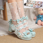 Design Concept:

These elegant Lolita high heels bring together sweet princess charm and refined details. Each pair is adorned with delicate lace, embroidered accents, and a graceful ribbon bow, creating a feminine and romantic aesthetic. Designed with a comfortable 3–5cm heel, they provide a subtle lift without sacrificing stability, making them suitable for long wear. Available in six enchanting colors—black, beige, pink, white, blue, and purple—these heels are the perfect finishing touch for both classic