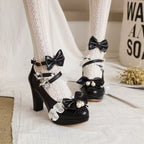 Design Concept:

These charming Lolita shoes are crafted to combine elegance and playful princess-inspired charm. Made from high-quality materials, each pair features delicate lace detailing and a sweet ribbon accent on the front, adding a feminine touch. Designed with a rounded toe and an 8cm sturdy heel, they provide both height and stability while ensuring comfort for extended wear. Perfect for daily Lolita outfits, tea parties, or special occasions. Available in four versatile colors—black, white, beige