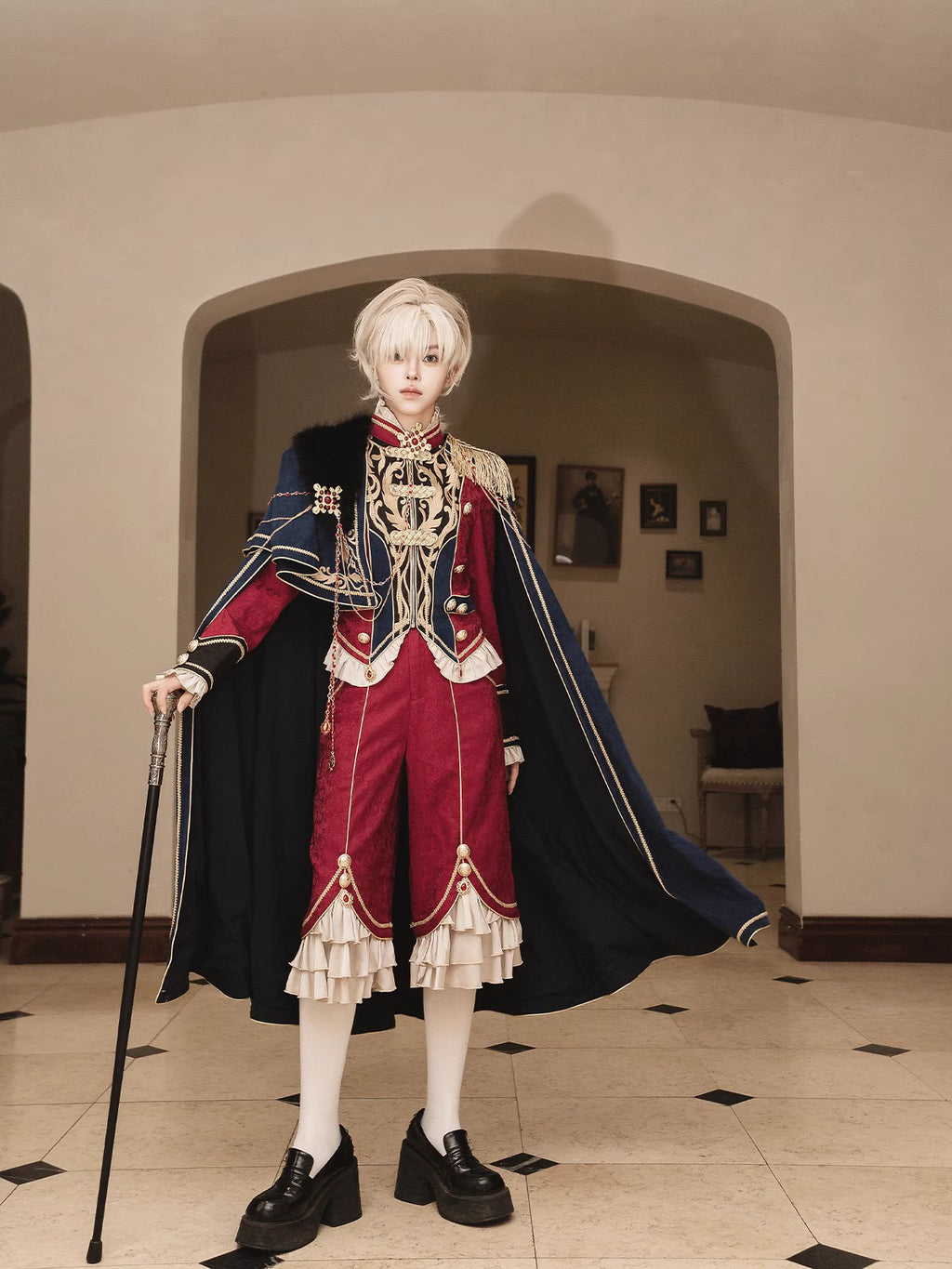 Design Concept:
These red Lolita trousers are inspired by vintage European royal court fashion, reflecting a refined prince-style aesthetic. Crafted with attention to detail, they feature a tailored silhouette that balances elegance and comfort, making them suitable for daily wear, tea parties, or themed Lolita gatherings. The rich red hue adds a regal touch to any Lolita ensemble.