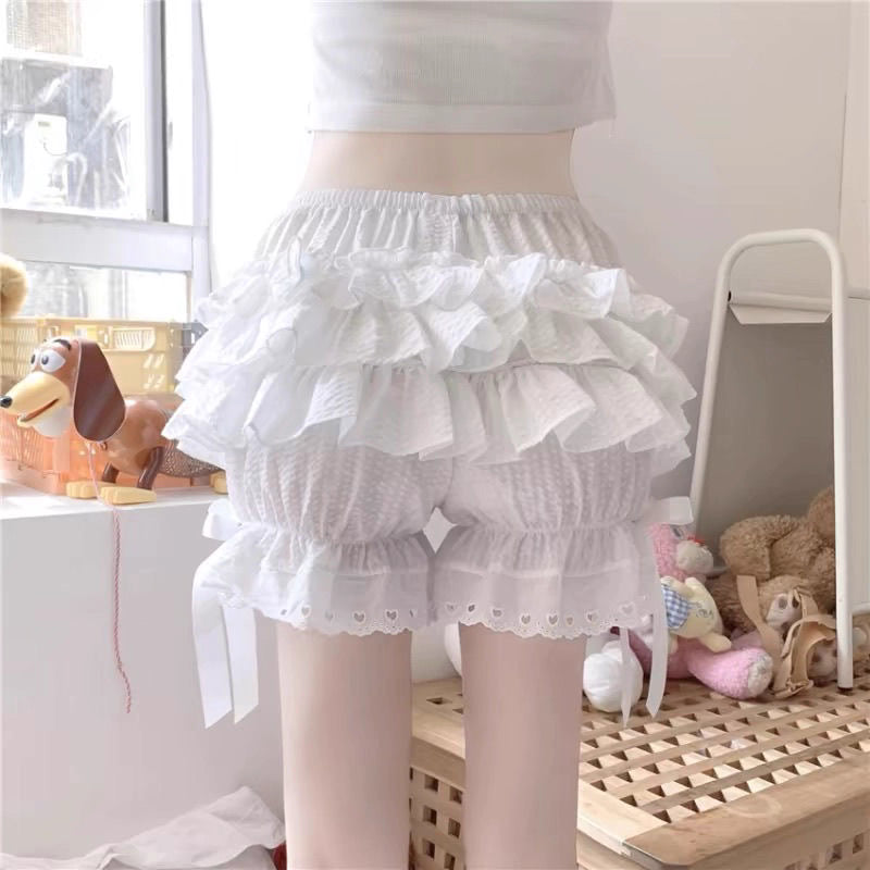 Design Concept:
These Lolita shorts are designed as anti-exposure bloomers, crafted in a soft multi-color fabric inspired by cake skirt layers. Featuring delicate lace trim and a comfortable elastic waistband, they provide both style and modesty under your Lolita skirts. Perfect for daily wear, Lolita gatherings, or adding extra flair and security to your outfit.