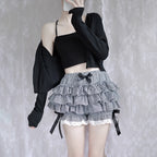 Design Concept:
These Lolita shorts in white and black feature a charming pumpkin silhouette with layered puffy design, bringing a playful touch to your daily outfits. The addition of delicate bow accents enhances the sweet Lolita aesthetic, making them both cute and stylish.&nbsp;Crafted from lightweight and breathable fabric, they are designed to provide comfort and security while doubling as undershorts for skirts or dresses. The multi-layered puffy structure not only ensures volume and shape but also ad