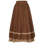 Design Concept:
This Lolita skirt in classic brown and khaki tones is crafted with a soft, flowing fabric, featuring delicate lace trim along the hemline. The long A-line silhouette combines vintage elegance with everyday practicality, offering a flattering high-waist design that elongates the figure. Its versatile solid color design makes it easy to pair with blouses or coats, creating both simple daily outfits and refined Lolita coordinates. Perfect for autumn gatherings, tea parties, or casual outings, t