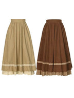 Design Concept:
This Lolita skirt in classic brown and khaki tones is crafted with a soft, flowing fabric, featuring delicate lace trim along the hemline. The long A-line silhouette combines vintage elegance with everyday practicality, offering a flattering high-waist design that elongates the figure. Its versatile solid color design makes it easy to pair with blouses or coats, creating both simple daily outfits and refined Lolita coordinates. Perfect for autumn gatherings, tea parties, or casual outings, t
