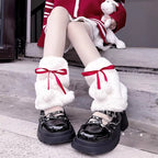 Design Concept:


These Lolita stockings are designed as cute winter leg warmers with soft furry fabric, adorned with sweet bow accents and fluffy pom-poms. Available in black, red, and pink, they bring both warmth and style to your autumn and winter Lolita outfits. The slouchy layered design adds a playful touch, while the pom-pom version measures approximately 23cm in length. Perfect for pairing with skirts, dresses, or cosplay looks, these leg warmers combine cozy comfort with a charming Lolita aesthetic