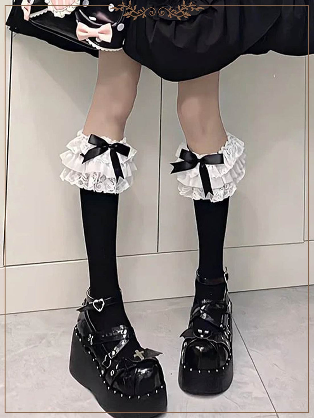 Lolita Stockings Bow Tube White Lace Calf Japanese Spring and Autumn Lolita Accessories