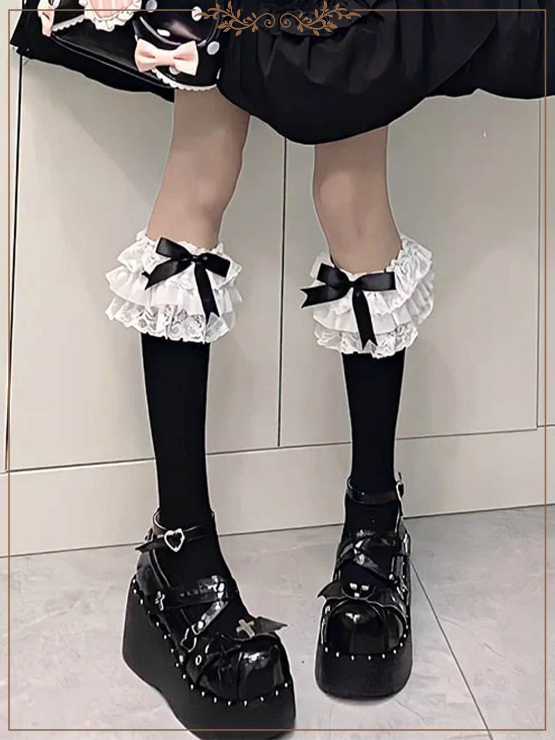 Lolita Stockings Bow Tube White Lace Calf Japanese Spring and Autumn Lolita Accessories