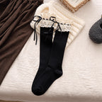 Design Concept:


These Lolita stockings are crafted with soft, cozy fabric, perfect for autumn and winter warmth. Designed with cute lace and delicate bow tie details, they bring out a sweet yet elegant Lolita charm. The socks feature a layered slouch style with a mid-calf length of about 33cm, making them both fashionable and comfortable. Available in four colors: warm apricot, off-white, black, and coffee. Each pair adds a unique touch to complete your Lolita outfits.