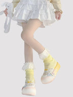 Design Concept:


These Lolita stockings feature a light and breathable thin design, perfect for creating a soft Japanese-inspired cute look. The layered slouch style with delicate lace details adds a playful and elegant touch to any Lolita outfit. With a mid-calf length of about 30cm, they are comfortable for daily wear and easy to style across seasons. Available in five colors: cream yellow, red, black, light blue, and white.