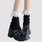 Design Concept:


These Lolita stockings feature a light and breathable thin design, perfect for creating a soft Japanese-inspired cute look. The layered slouch style with delicate lace details adds a playful and elegant touch to any Lolita outfit. With a mid-calf length of about 30cm, they are comfortable for daily wear and easy to style across seasons. Available in five colors: cream yellow, red, black, light blue, and white.