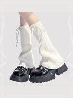 Lolita Stockings Lace-Up Knitted Leg Stackable Mid-Calf Socks for JK Style in Four Colors
