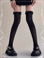 Lolita Stockings White Ribbon Bow Sweet Long Socks Lolita Accessories
