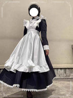 Maid Outfit Black White Classic Cosplay Long Dress Full-Length Elegant Uniform