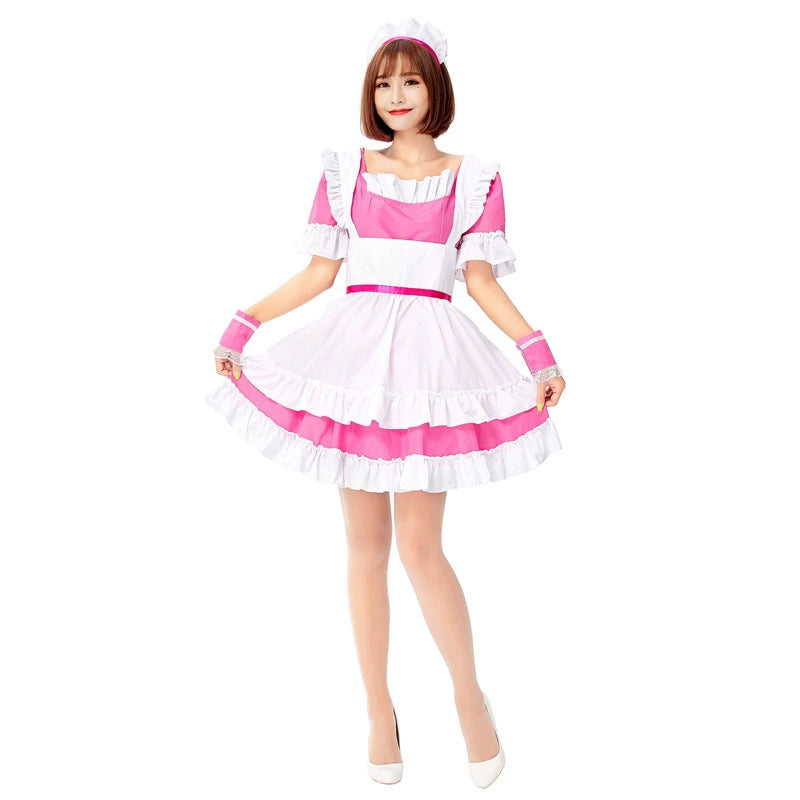 Maid Outfit Cosplay Costume for Women Black and White Anime Waitress Uniform Dress