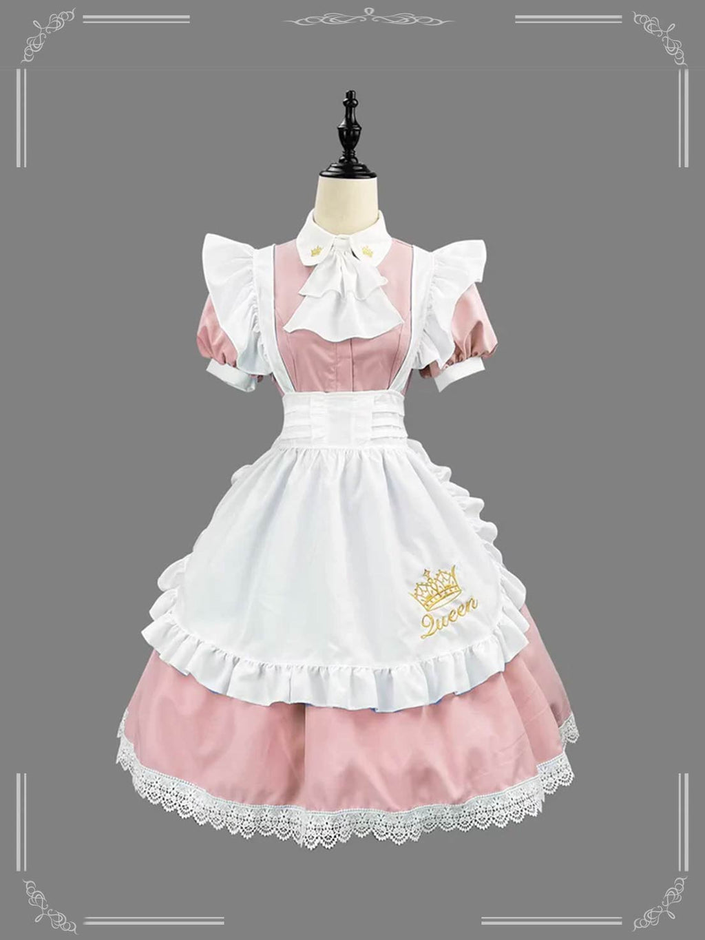 Maid Outfit Lolita Dress Light Blue Dark Blue Pink Lace Apron Classic English Costume for Daily